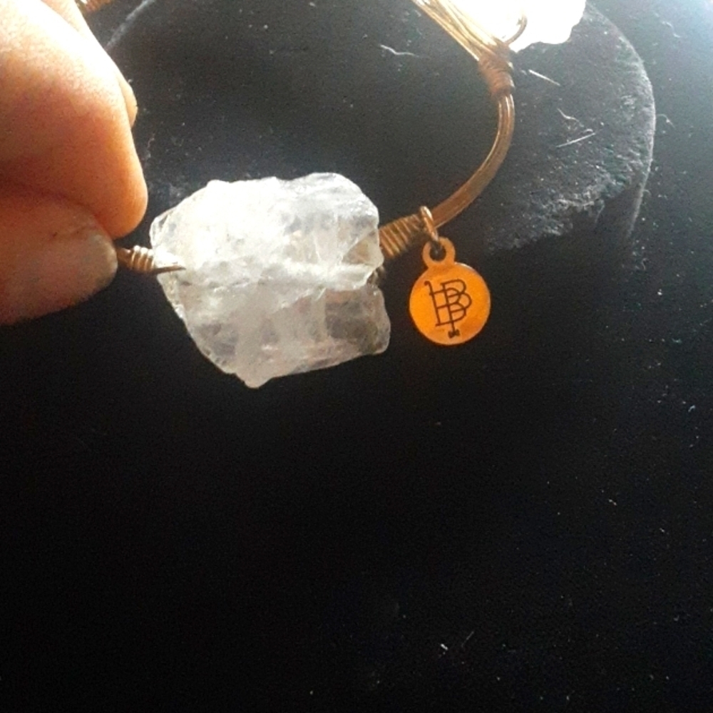 Bourbon and Bowties Gold Tone Wire Bracelet with Clear Stones - Picture 2 of 5